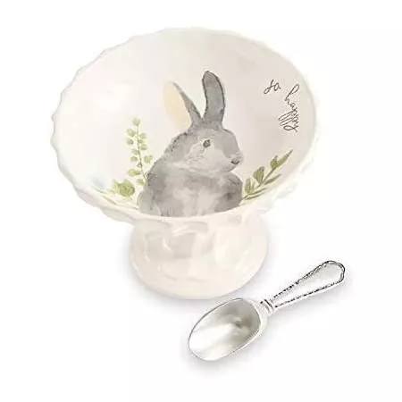 Watercolor Bunny Pedestal Gray