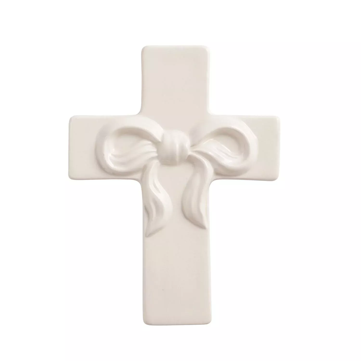 WHITE CROSS WITH MEDIUM BOW SITTER