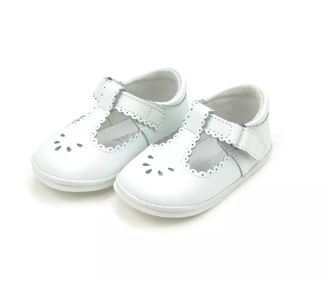 WHITE DOTTIE SCALLOPED MARY JANE