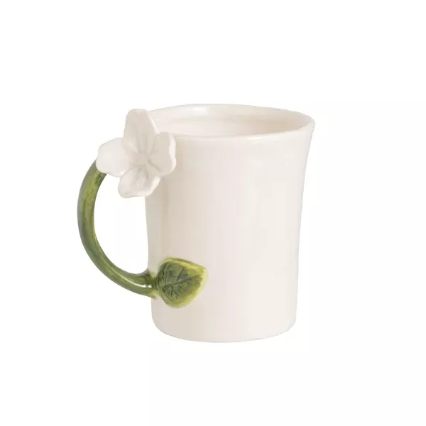 WHITE FLOWER HANDLE MUG