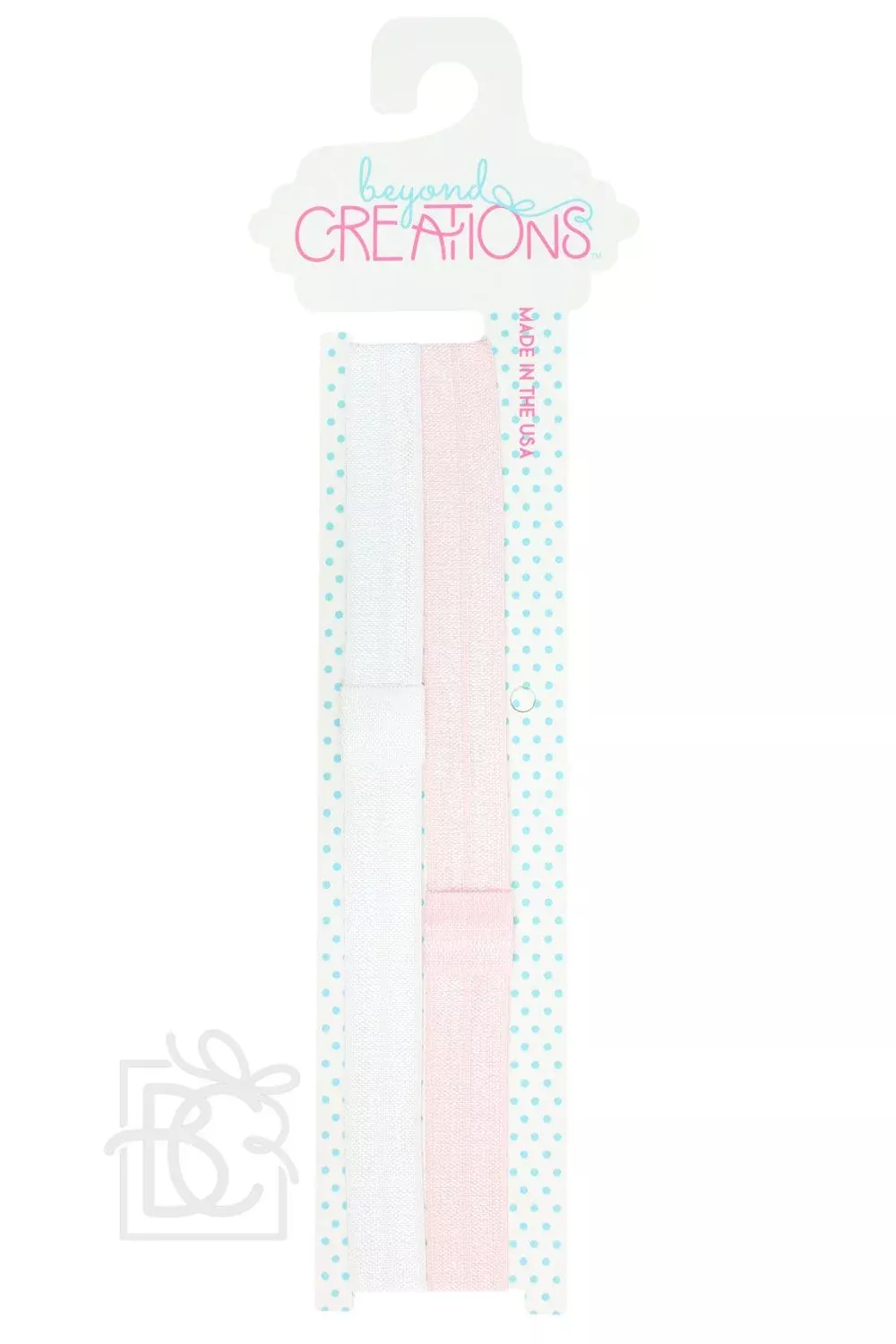 WHITE & LIGHT PINK ELASTIC ADD-A-BOW HEADBAND