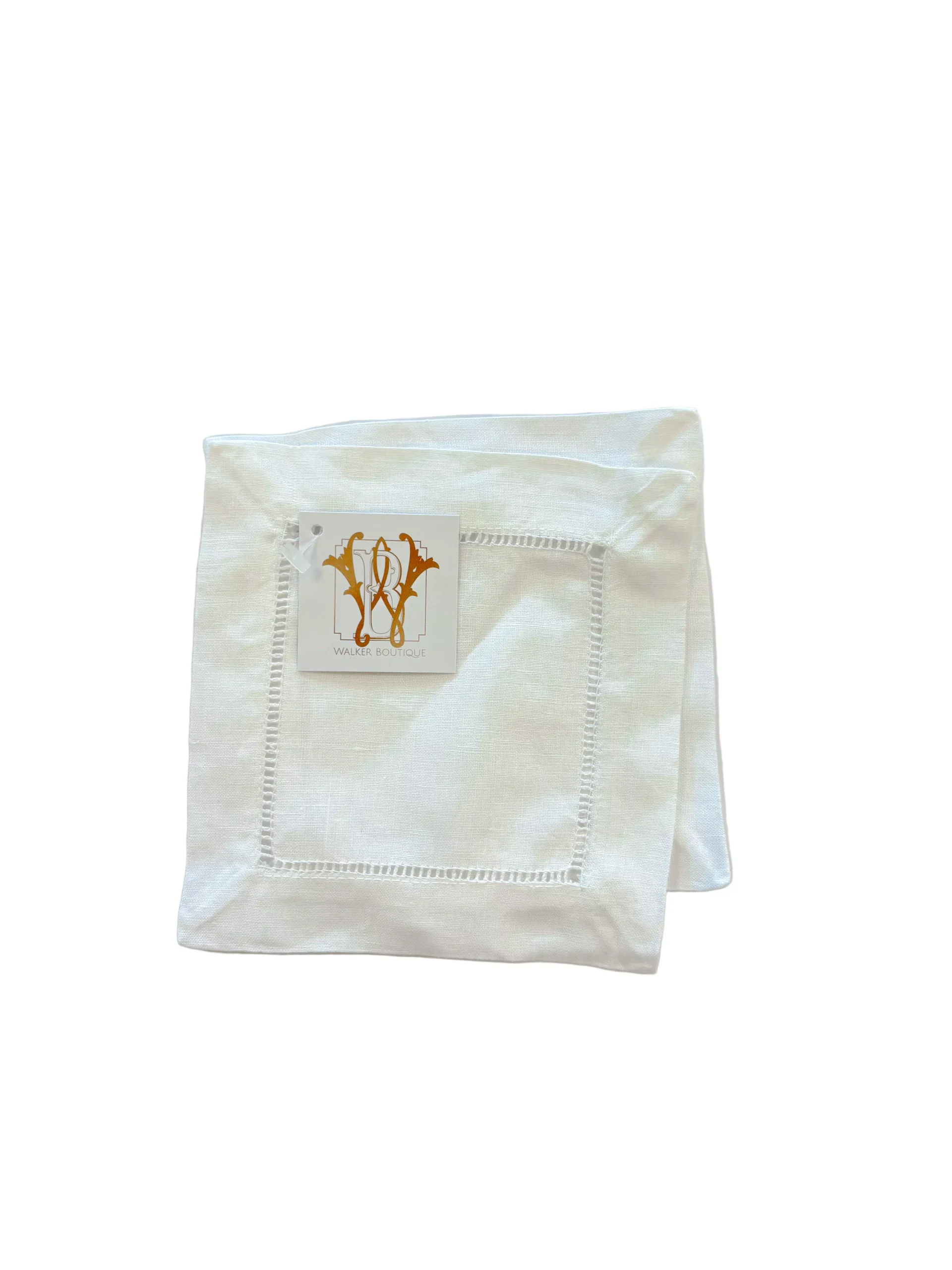 WHITE LINEN COCKTAIL NAPKIN SET