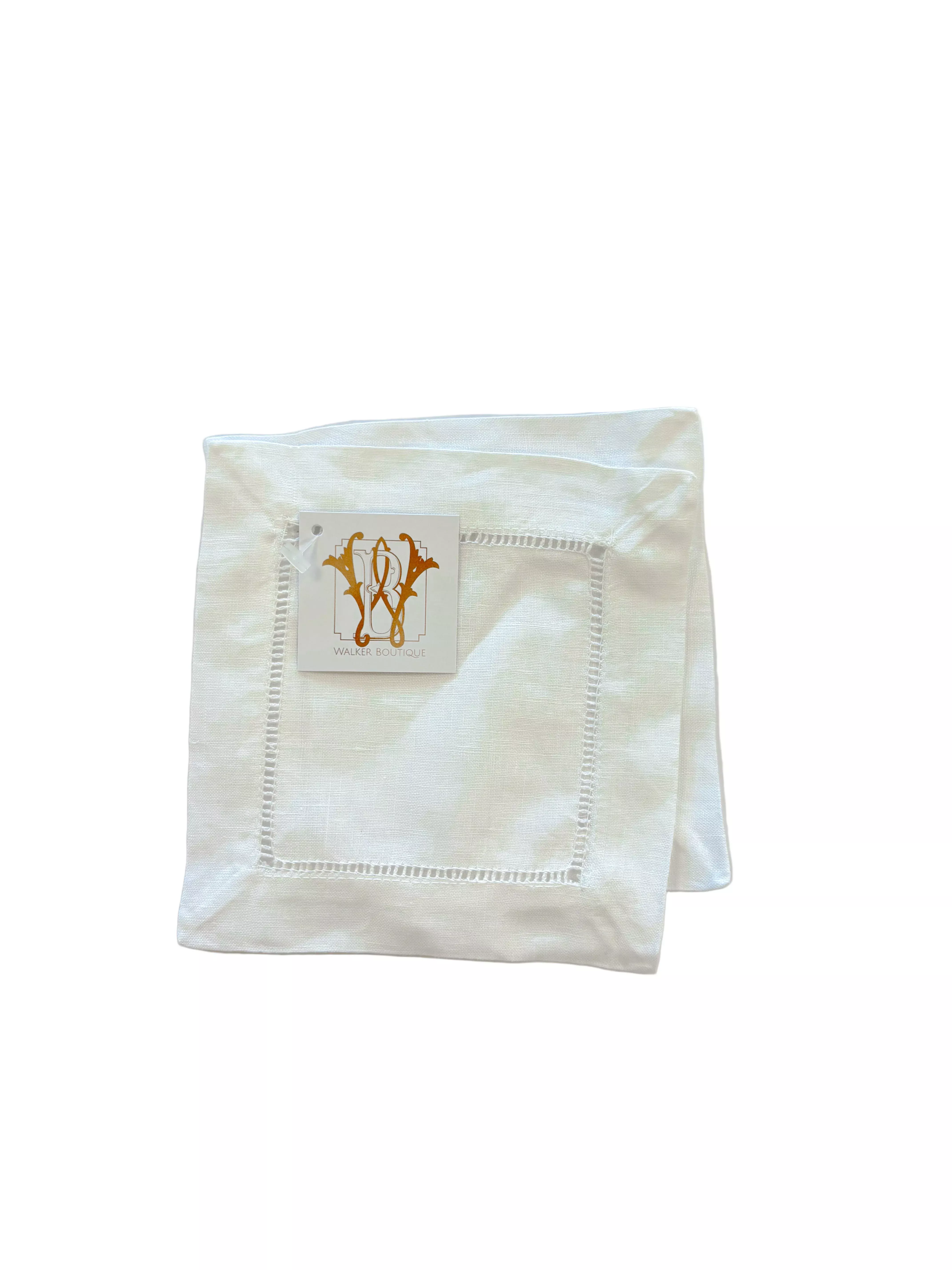 WHITE LINEN COCKTAIL NAPKIN SET