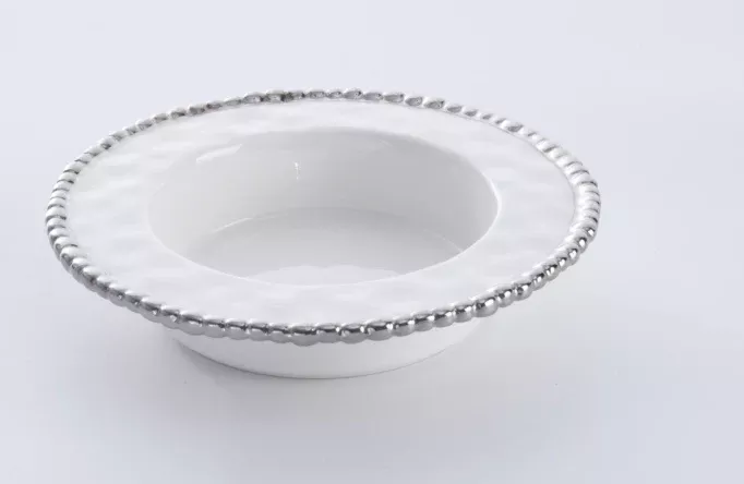 WHITE AND SILVER WINE BOTTLE COASTER