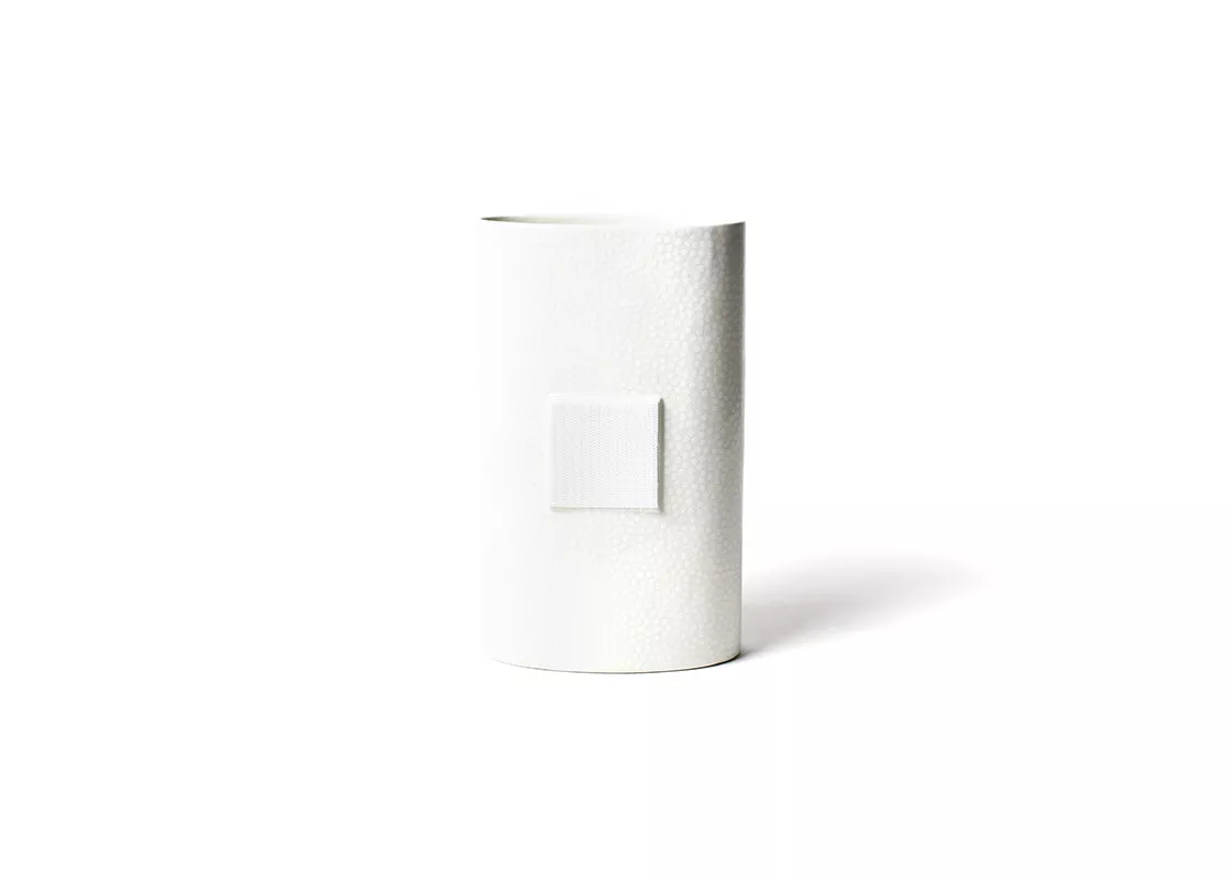 WHITE SMALL DOT BIG OVAL VASE
