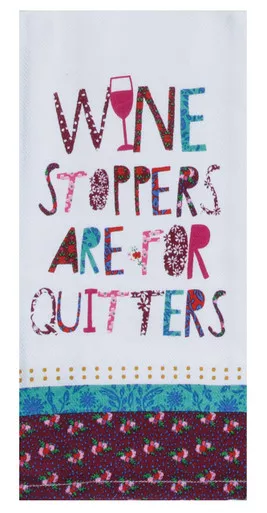 Wine Stoppers At For Quitters Tea Towel