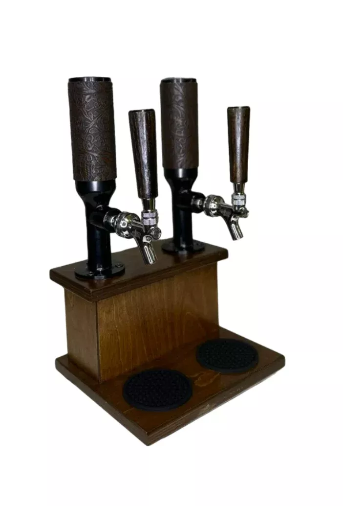 WOOD HANDLE DOUBLE WHISKEY TOWER