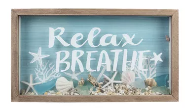 Wood Wall Shadow Box with Shells With Saying