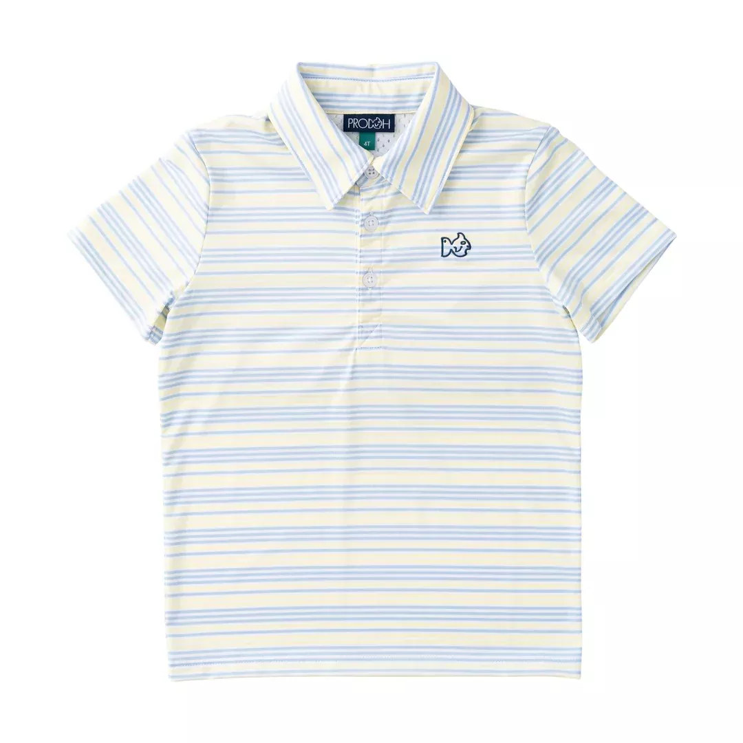 YELLOW PEAR WINDSURFER STRIPE BOYS' PRO PERFORMANCE POLO